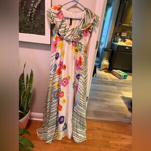 Vintage 70s Denise White and Green Striped Garment